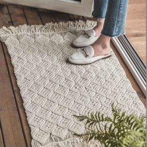 Perzisch boho macramé vloerkleed – Melkachtig Wit