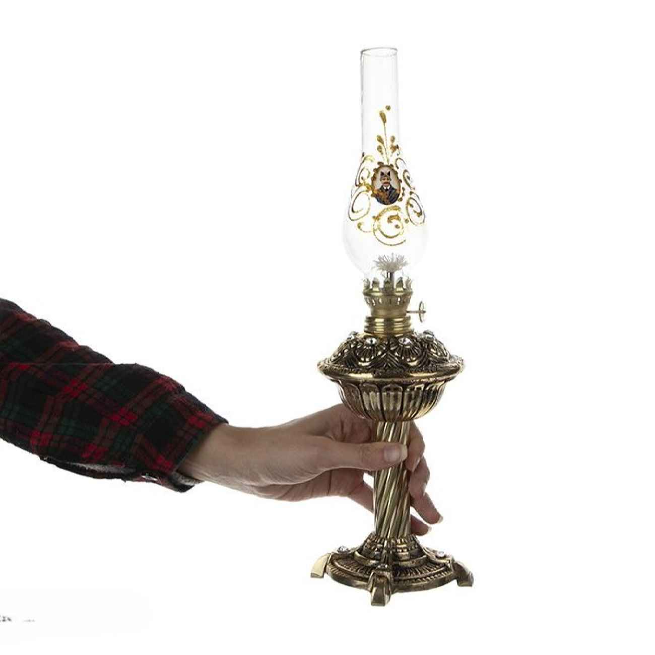 Perzische messing petroleumlamp met Qajar ontwerp