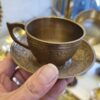 Perzische Messing Theekop & Schotel Set met Minakari Ontwerp (x6)