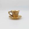 Perzische Messing Theekop & Schotel Set met Pauw Ontwerp in Goud (x6)