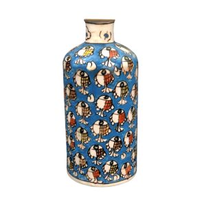 Decoratieve Perzische Keramische Enkelstengel Vaas – Ideaal als Cadeau of Decor met Rood Vis Ontwerp