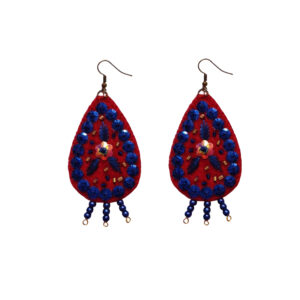 Perzische Geborduurde Hanger Oorbellen Bohemian Stijl in Rood