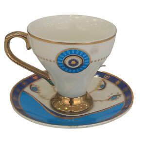 Perzische Espresso Kopjes & Schotels – Boze Oog Porselein (Set van 6)