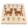 Handgeknoopt Perzisch Gabbeh tapijt met kattenmotieven - Crème, Wol