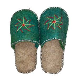 Perzische handgemaakte wollen pantoffels – unisex groen