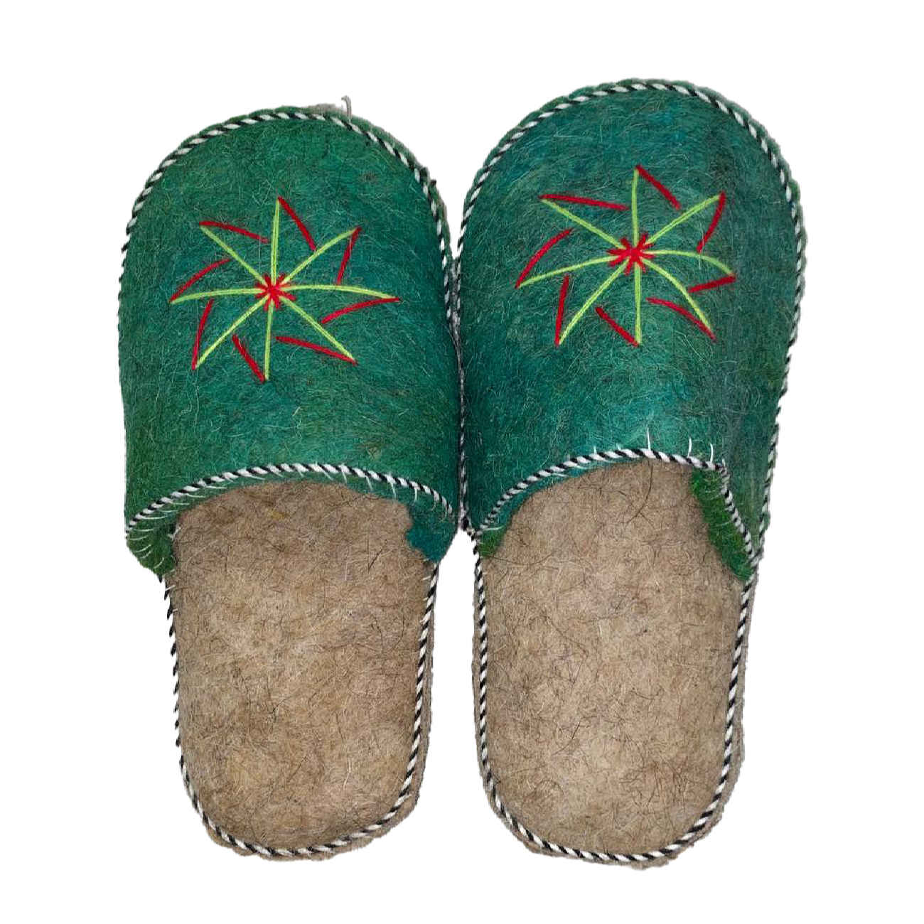 Perzische handgemaakte wollen pantoffels – unisex groen