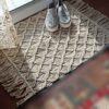 Perzisch handgeweven boho macramé vloerkleed – Melkachtig