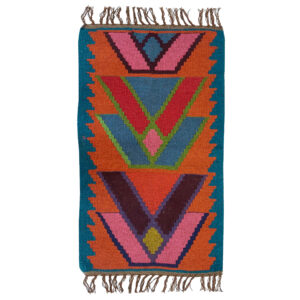 Perzisch kilim wollen tapijt handgeweven in Zanjan geometrisch baksteenrood