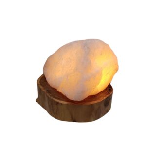 Perzische zoutlamp voor natuurlijke wellness – Verhoog uw ruimte met houten standaard