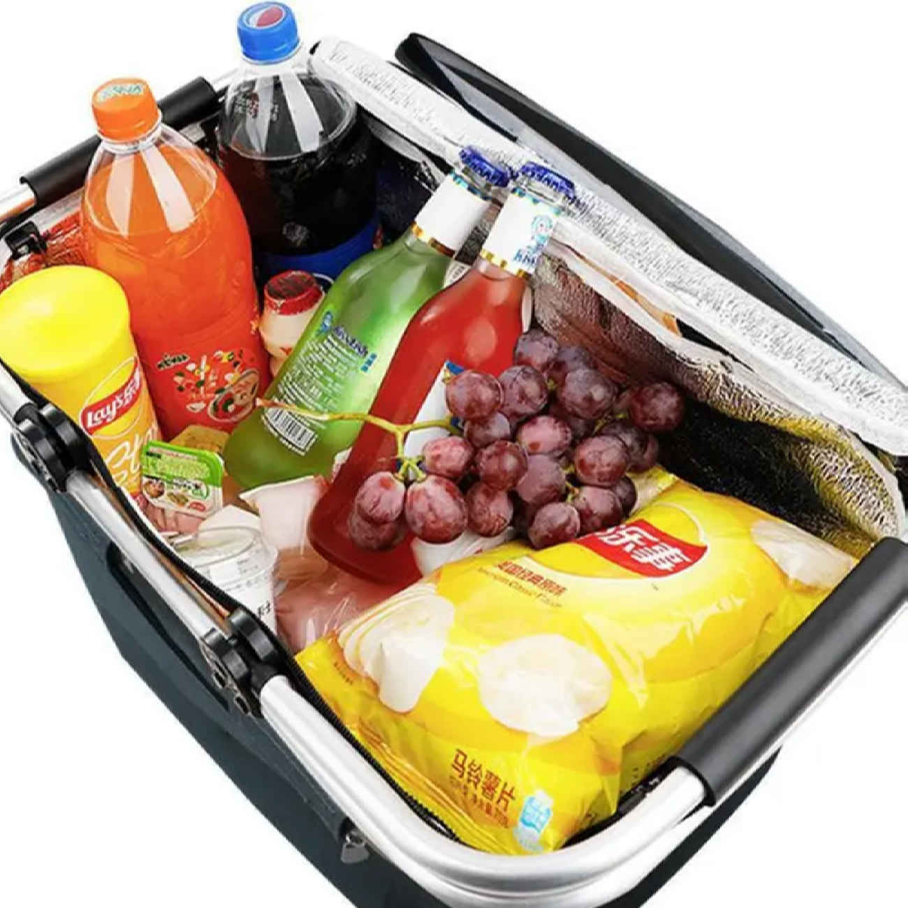 Picknicktas – Perfect voor kamperen met stalen handvat, geschikt voor eten & drinken