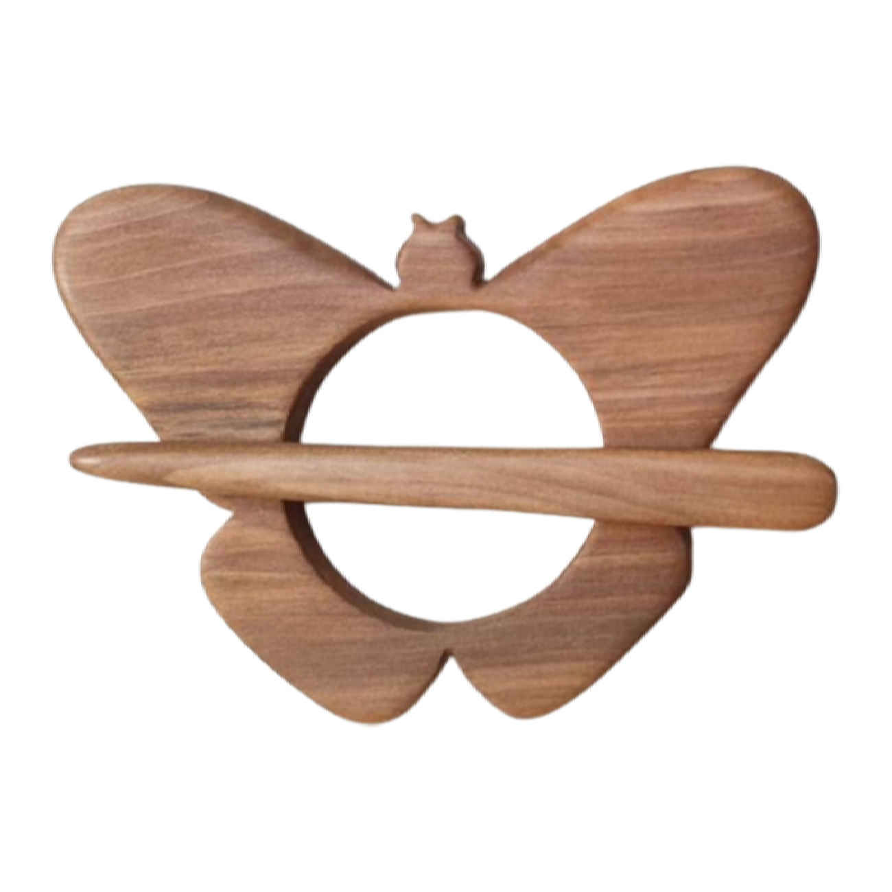 Houten Haarstok met Vlinder – Rustiek & Boho Design