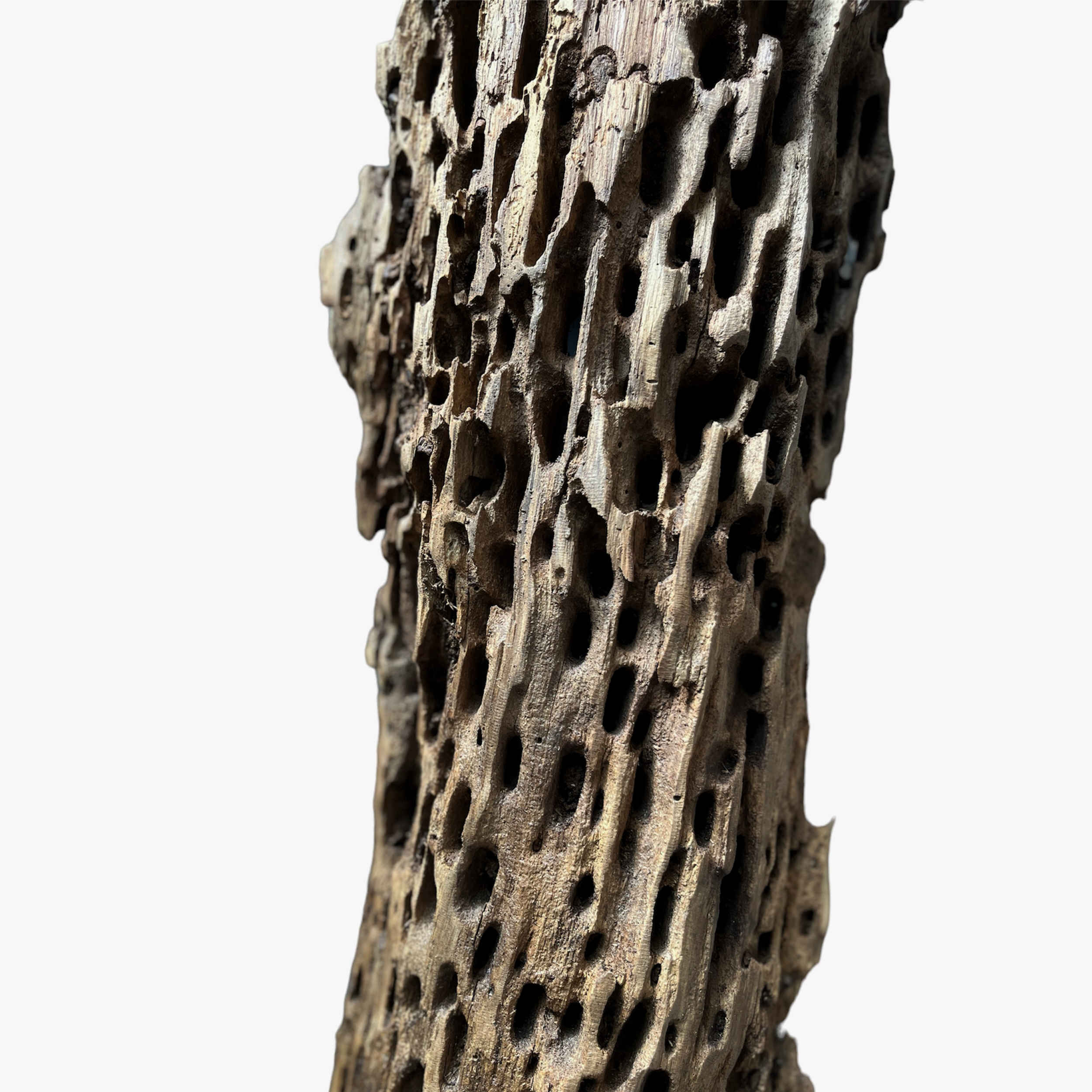 Rustieke sculpturale houten tafellamp – Natuurlijk decoratief accent