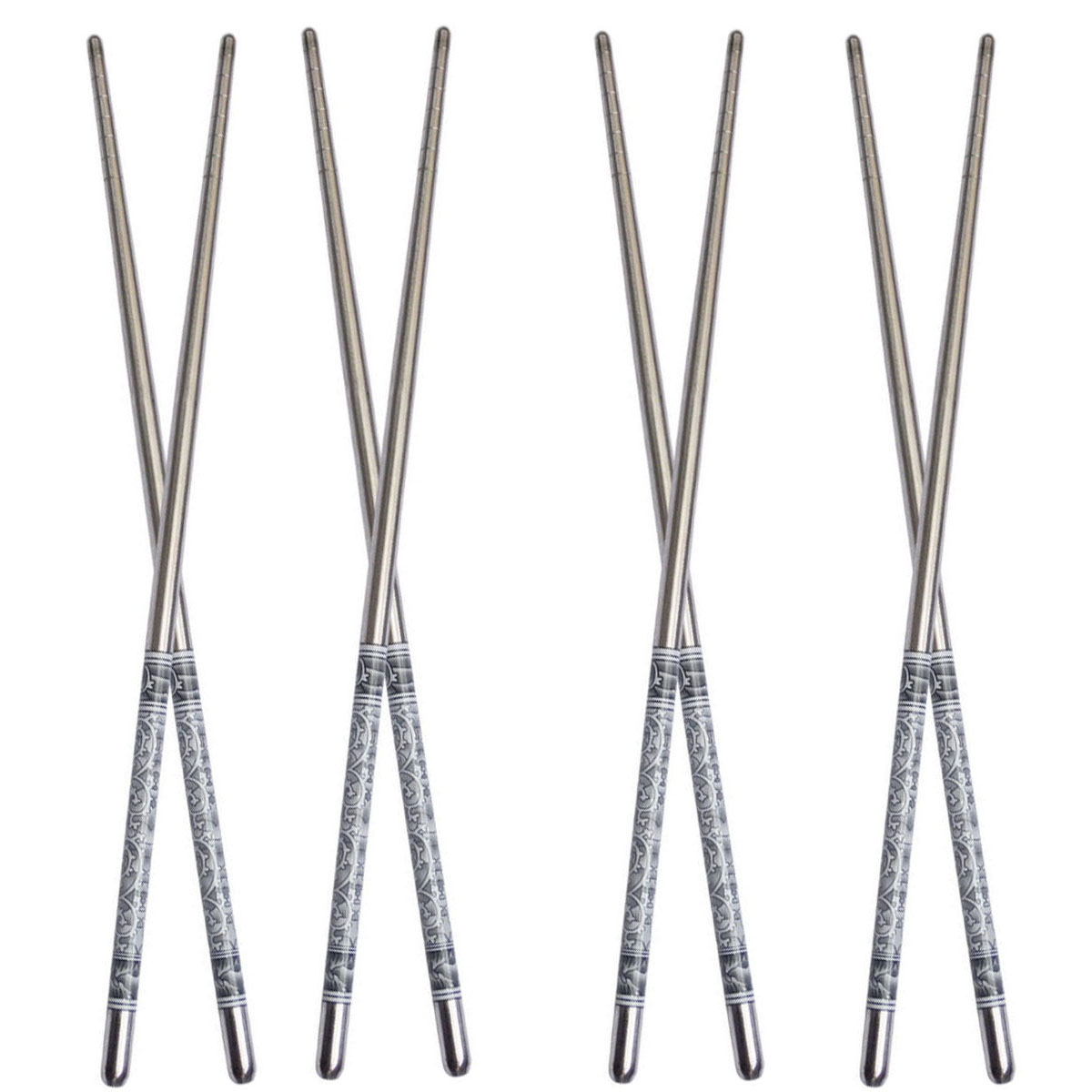 Set van 4 Stalen Eetstokjes – Herbruikbaar & Duurzaam