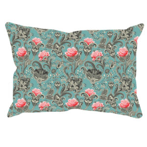 Vintage bloemen kussensloop met roze rozen – Dubbelzijdig (set van 2)