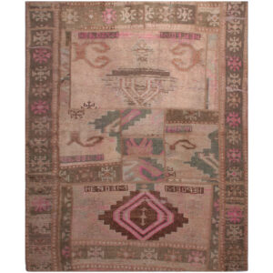 Vintage Patchwork Tapijt Geometrisch Bruin – Mix