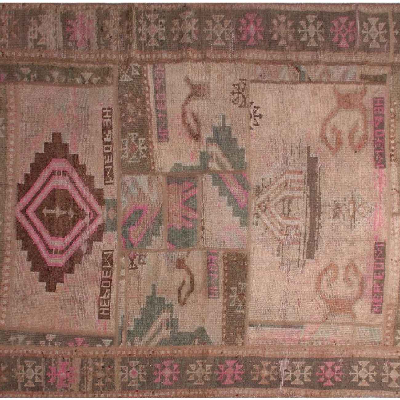 Vintage Patchwork Tapijt Geometrisch Bruin – Mix