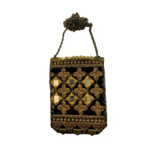 Vintage-stijl geborduurde ketting – Geel Geometrisch