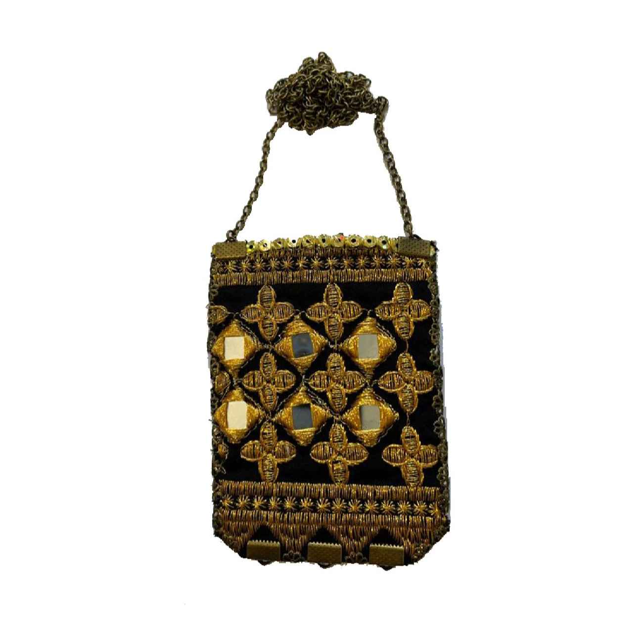 Vintage-stijl geborduurde ketting – Geel Geometrisch