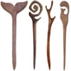Houten Haarstok Handgemaakt Bruin – Groep van 4