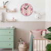 Houten Kinderkamer Wandklok met Bloemenontwerp