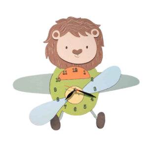 Houten Kinderkamer Wandklok met Leeuwontwerp