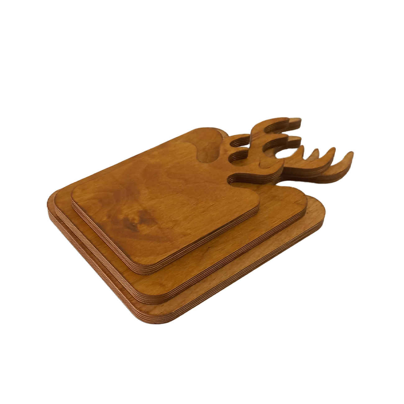 Houten serveer- & snijplankenset met hertengeweidesign – Set van 3