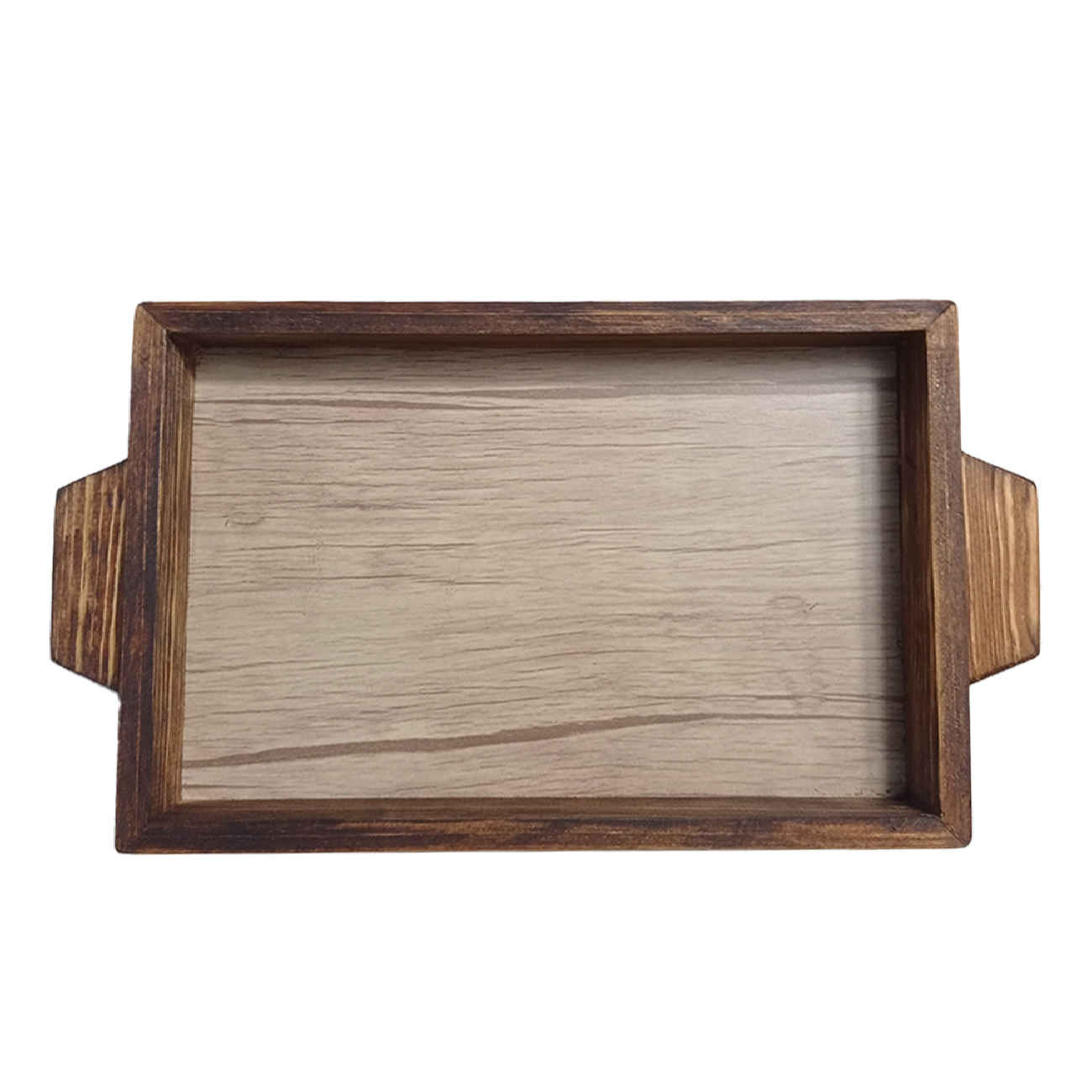 Elegant rustiek houten dienblad met handgrepen – Functioneel decoratief dienblad