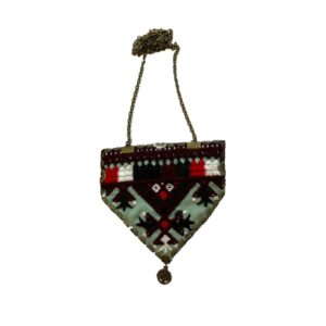 Iraanse geborduurde ketting – Groen Geometrisch