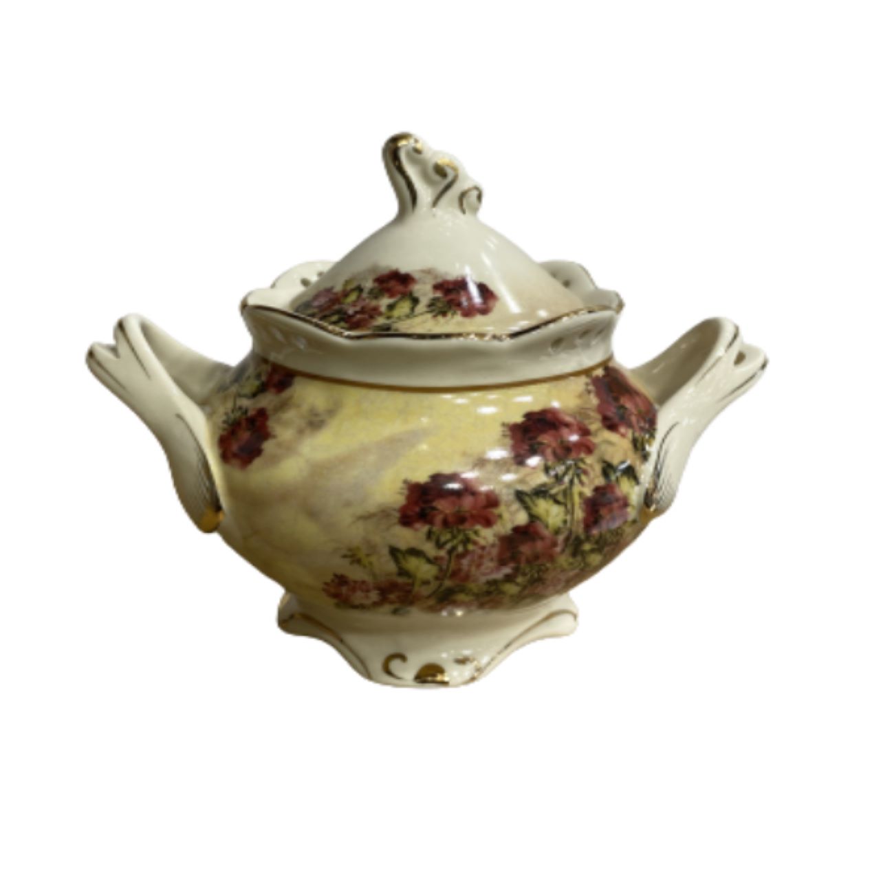 Victoriaans 13-delig Porseleinen Theeservies in Elegante Bloemencollectie Prestige Model