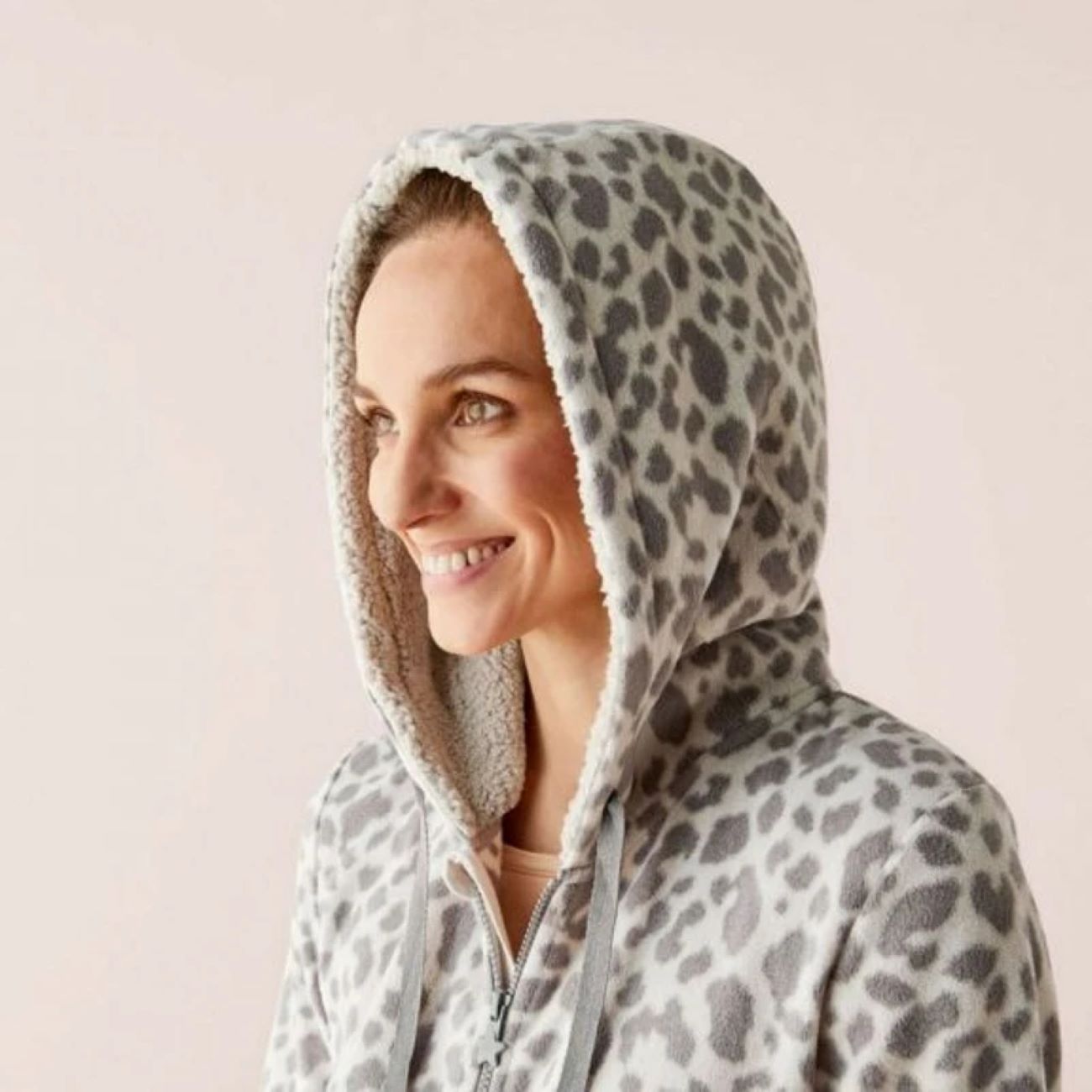 Dames Casual Jumpsuit – Luipaard Lichtgrijs