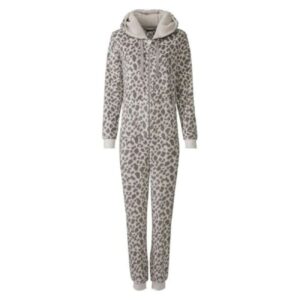 Dames Casual Jumpsuit – Luipaard Lichtgrijs