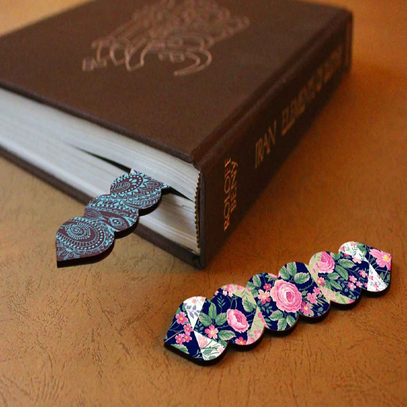Houten Bladwijzer – Bloemen & Paisley