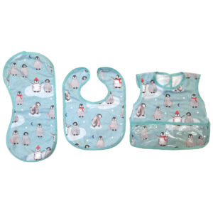 Baby Slab – Pinguïn Ontwerp Blauw Katoen (Set van 3)