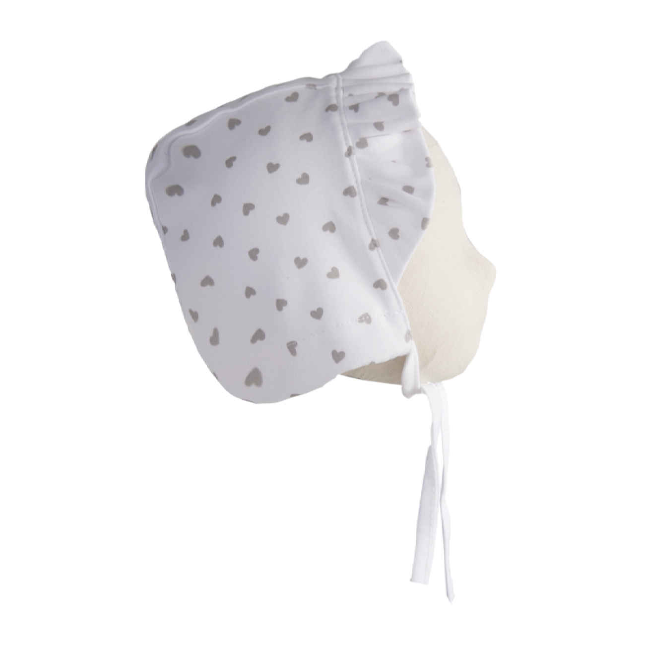 Baby Muts met Oorkleppen – Wit Hartjespatroon