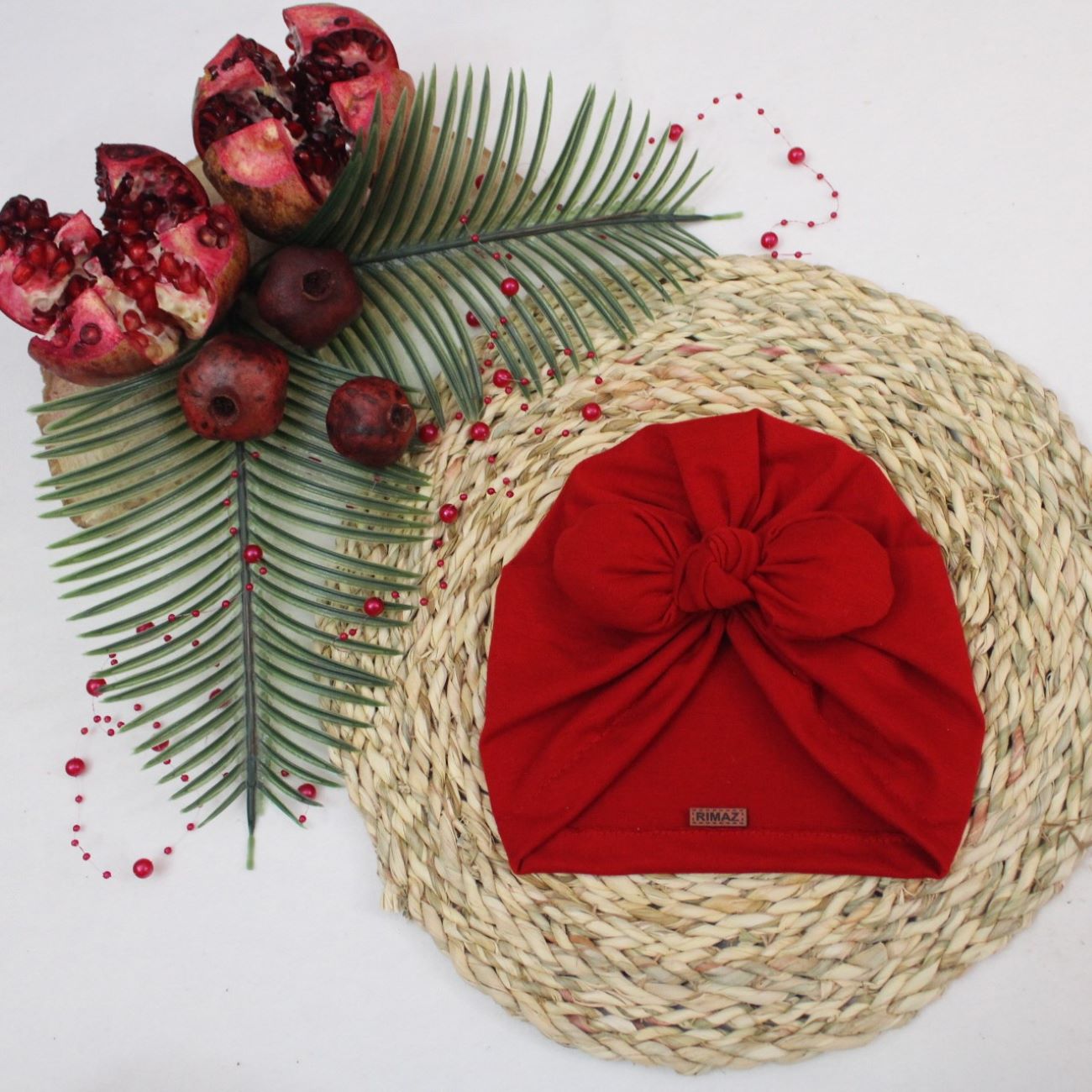 Baby Tulband – Rood Rayon Stof (6-12 Maanden)