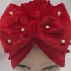 Baby Tulband – Rood met Strik & Parel Model