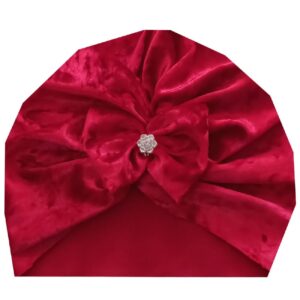 Baby Tulband – Luxe Rood Fluweel Feestelijk