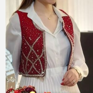 Rood Koerdisch Vest met Zilveren Versieringen