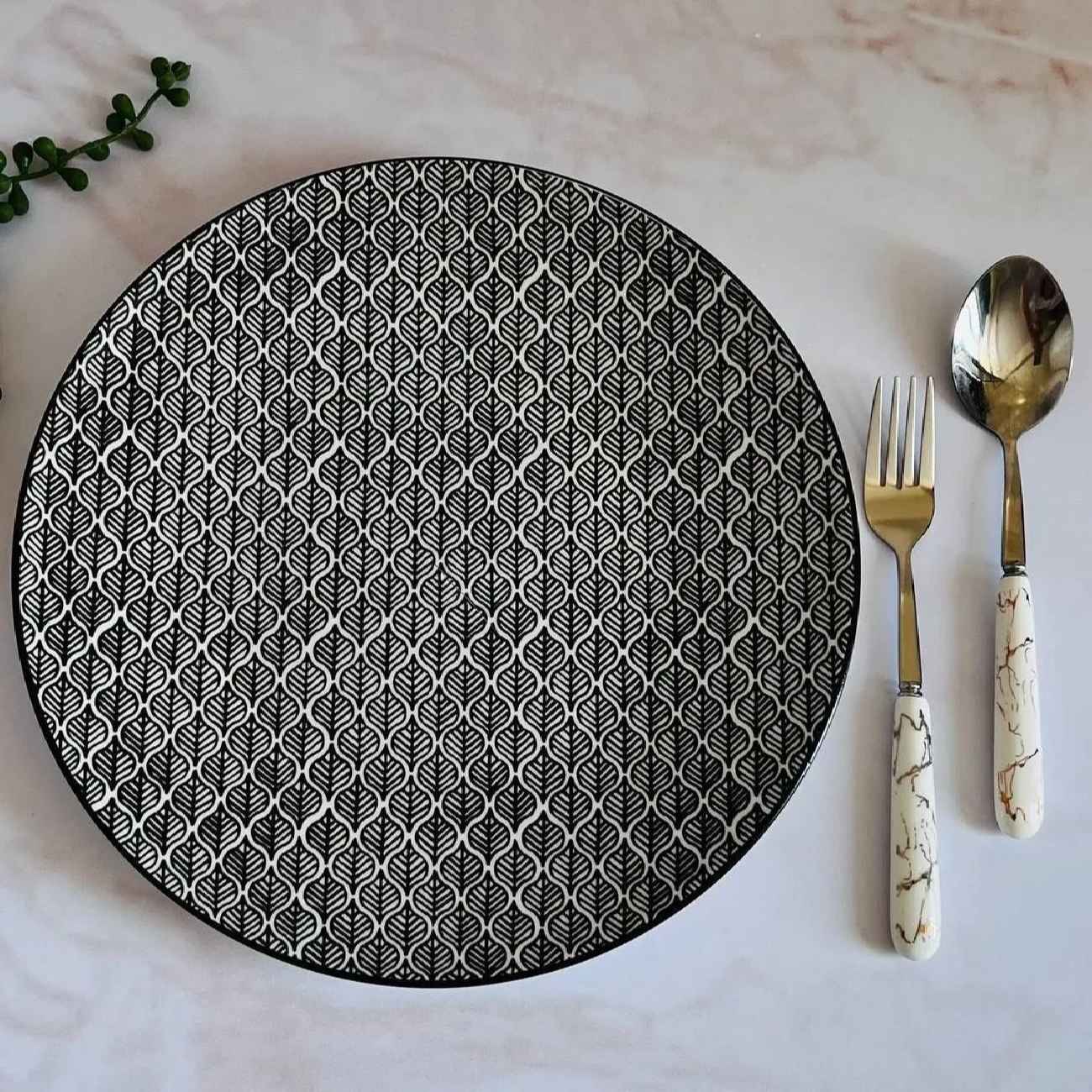 Keramisch Serviesbord – Geometrisch Zwart