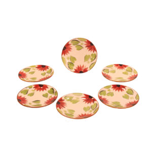 Keramisch Serviesbord – Bloemenontwerp Cream (Set van 6)