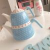 Keramisch Dubbel Theepot Set – Blauw Polkadot