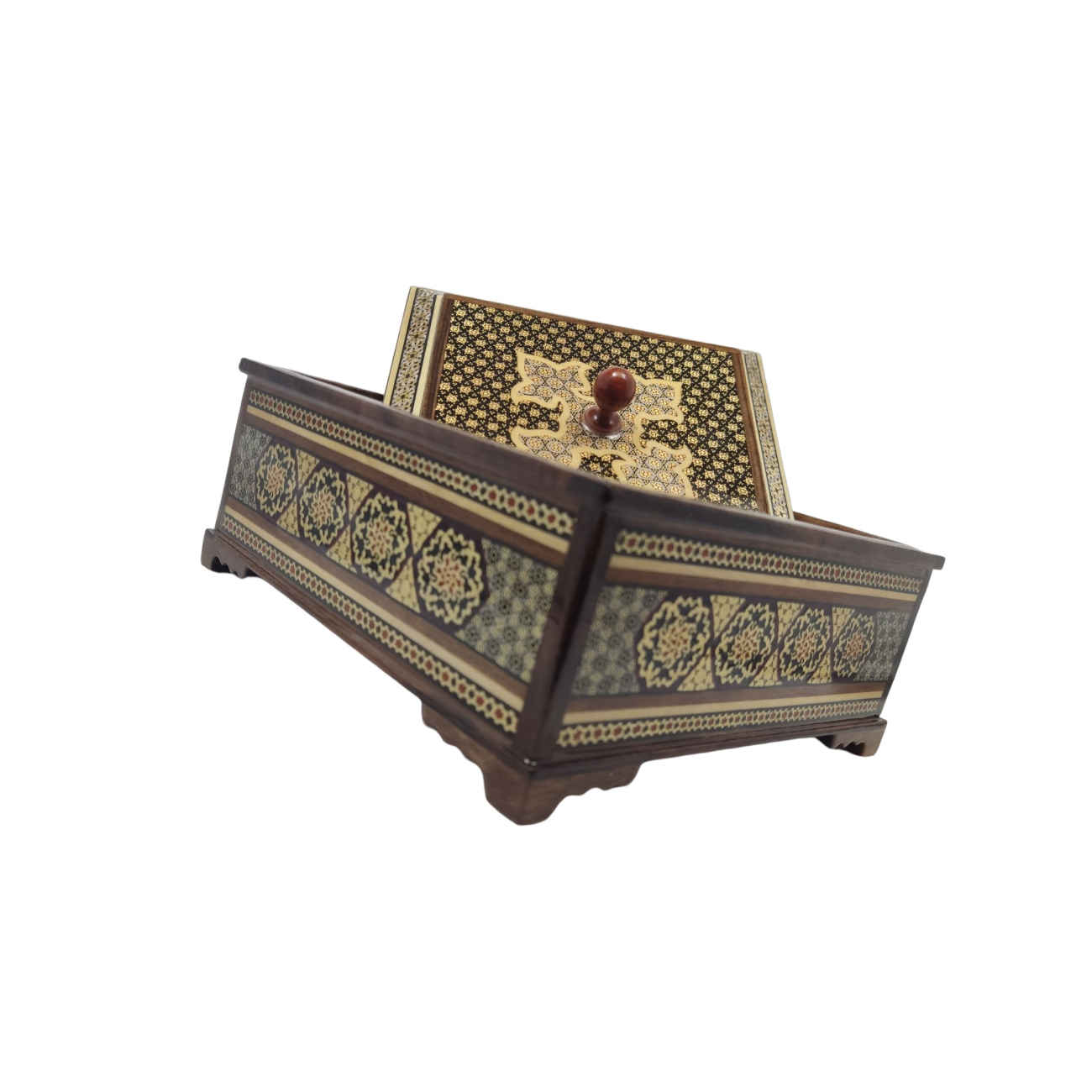 Elegante houten Khatam Kari snoepschaal