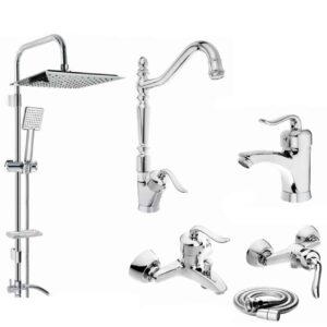 Complete Douche, Krabben & Accessoires Badkamer Set – Rose