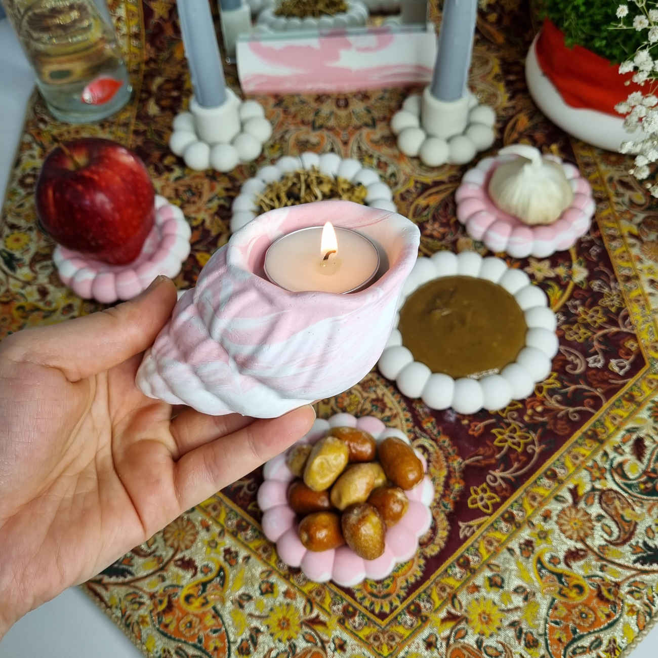 Betonnen Haft Seen Set voor Nowruz – Parel Ontwerp