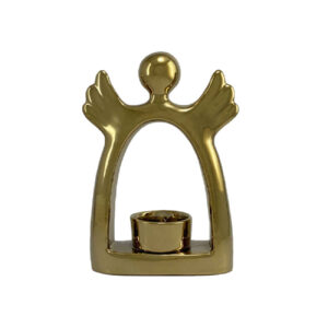 Decoratieve Keramische Kandelaar met Engel Ontwerp in Goud