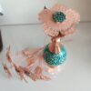Decoratieve Koperen Bloem met Turkoois Inleg – Artistieke Bloemenkunst voor Woondecoratie (10x)
