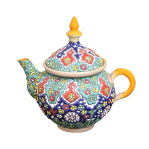 Decoratieve Aardewerk Theepot met Paisley Minakari Email Ontwerp Model Shabestan