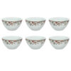 Duurzame melamine kom set van 6 – wit met bloemen