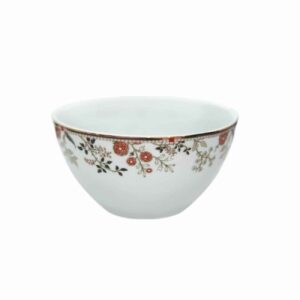 Duurzame melamine kom set van 6 – wit met bloemen