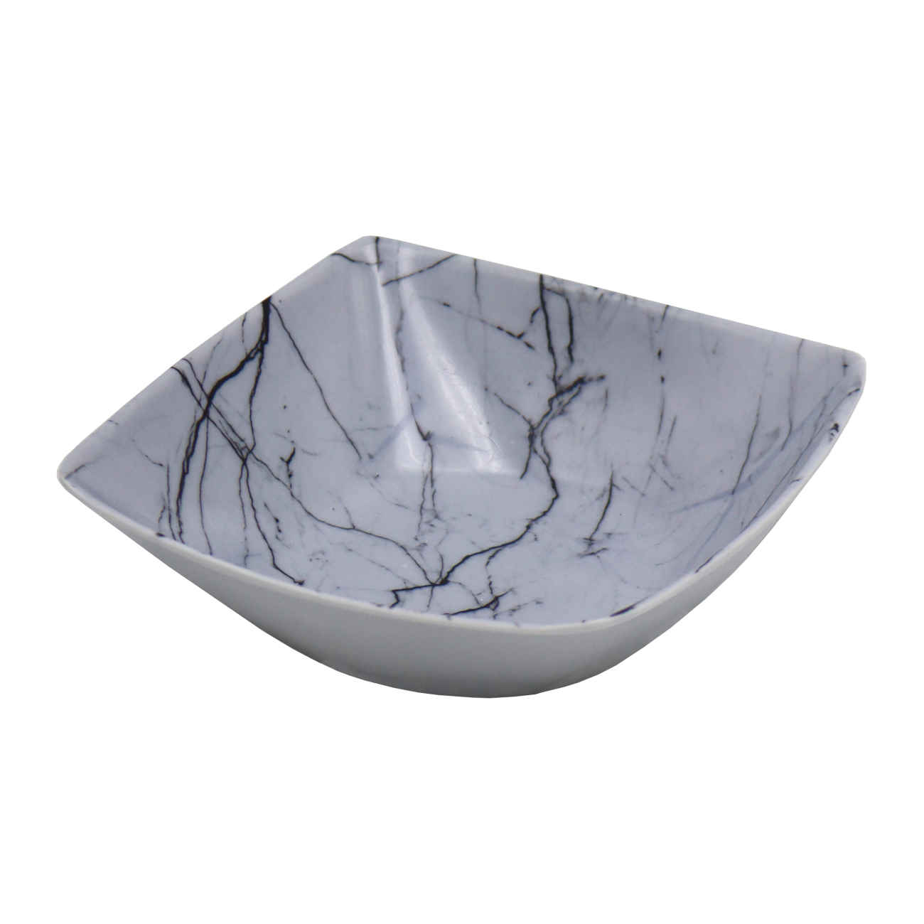 Duurzame melamine kom set van 12 – wit marmerontwerp